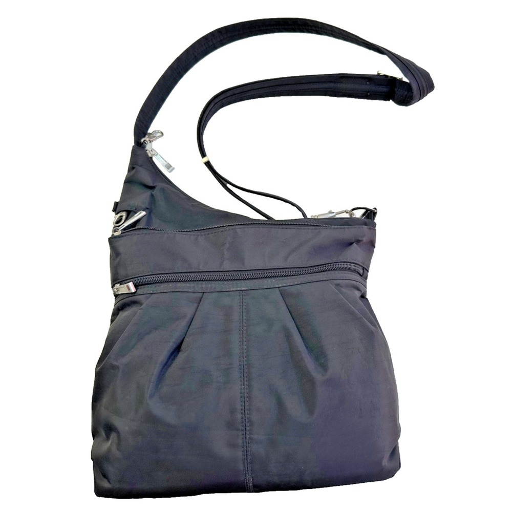 Travelon Anti-theft Signature 3 Compartment Travel CrossBody Bag Purse Black Eco